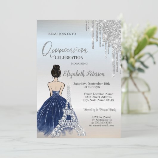 ドリップスブルードレスガールエッフェルタワーキンセアニラ 招待状 (スタンド正面)