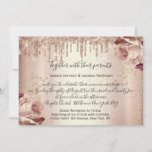 ドリップスマルサラ結婚のバラ金ゴールドバラブルゴーニュ 招待状 (裏面)