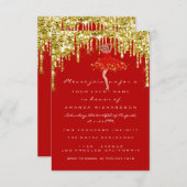 ドリップスレッド金ゴールドグリッターブライダルスウィート16thドレス 招待状 (正面/裏面)