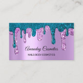 ドリップス爪、 ネイルワックスメイクアップ体化粧品ティール（緑がかった色）紫 名刺 (正面)