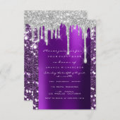 ドリップス王室のパープルブライダルシャワースウィート16th 招待状 (正面/裏面)