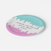 ドリップス絵を描ジェンダーがピンクの青を明らかにカスタム ペーパープレート (アングル)