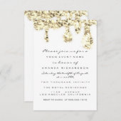 ドリップス金ゴールドグリッターブライダルスウィート16thホワイト 招待状 (正面/裏面)