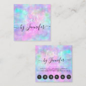 ドリップス6パンチ美容師メイクアップホログラフィック スクエア名刺 (正面/裏面)