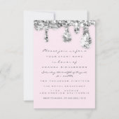 ドリップス グレー ピンク シルバー グリッター ブライダル スイート 16th 招待状 (正面)