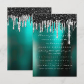 ドリップス シルバー ブラック グレー ブライダル ウッドランド ウェディング 招待状 (正面/裏面)