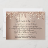 ドリップス スパークリー ウェディング ローズゴールド グリッターエフェクト 招待状 (裏面)