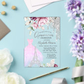 ドリップス,ドレス,エッフェルタワー薄紫バラキンセアニラ アクリル招待状 (インサイチュ (ウェディング))