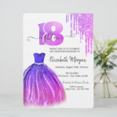 ドリップス バイオレット チック ドレス シルバー 18歳の誕生日 招待状 (スタンド正面)