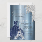 ドリップス、ブルードレス、エッフェルメタリックキンセアニラ 招待状 (正面)