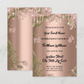 ドリップス ローズ ブライダル ウェディング リース ウッドランド フェルン 招待状 (正面/裏面)