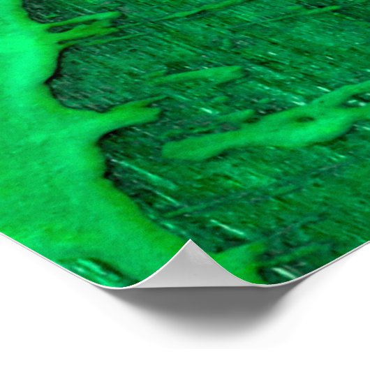 ドリップテクスチャを備えた絵を描すてきな緑の古いサーフェス – ポスター (角)