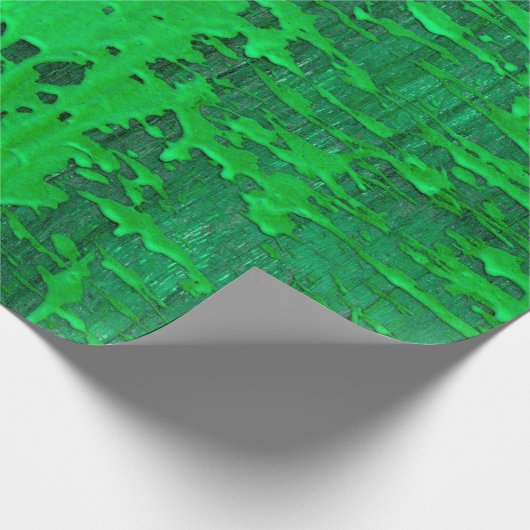 ドリップテクスチャを備えた絵を描すてきな緑の古いサーフェス –  ラッピングペーパー (角)