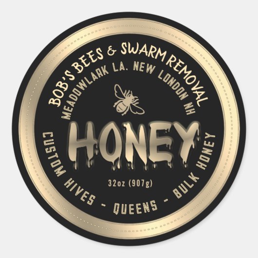 ドリップハニーカスタムハイブスウォーム除去クイーンズ ラウンドシール (正面)