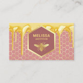 ドリップハニーダスティピンク金ゴールドハニカムハニチミツバチ 名刺 (正面)