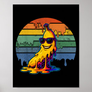 ドリップバナナ溶融レトロヴィンテージサンセットおもしろい ポスター