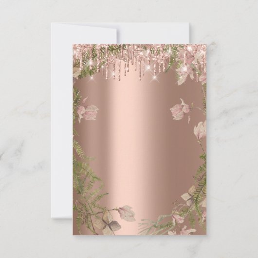 ドリップバラブライダル結婚ズリースウッドランドファーン 招待状 (裏面)