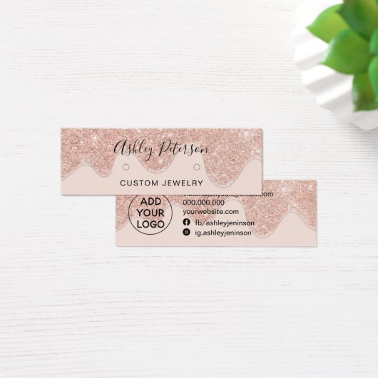 ドリップバラ金ゴールドグリッタースタッドのイヤリング表示 (デスク)