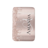 ドリップバラ金ゴールド赤面グリッター名モノグラム バスマット (正面縦)