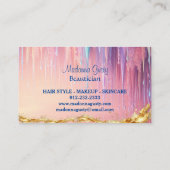 ドリップパステルピンク金ゴールドモノグラムビューティシアンシック 名刺 (裏面)