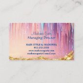 ドリップパステルピンク金ゴールドモノグラム美容師 名刺 (裏面)