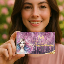 ドリップパステルマゼンタ金ゴールドモノグラムビューティシャン