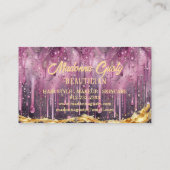 ドリップパステルマゼンタ金ゴールドモノグラムビューティシャン 名刺 (裏面)