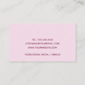 ドリップパーソナライズされたピンクグリッターキャンドルメーカー 名刺 (裏面)