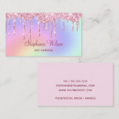 ドリップパーソナライズされたピンクグリッターキャンドルメーカー 名刺 (正面/裏面)