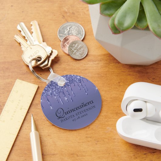 ドリップパープルグリッター |ラベンダーキンセアニェラ キーホルダー (デスク)