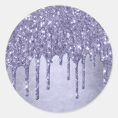 ドリップパープルグリッター | Chic Lavender Icing Pour ラウンドシール (正面)