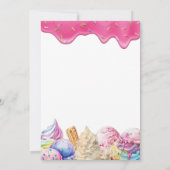 ドリップピンクアイスクリームガールバースデーパーティー 招待状 (裏面)