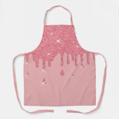 ドリップピンクグリッターエフェクト&スパークル エプロン (正面)
