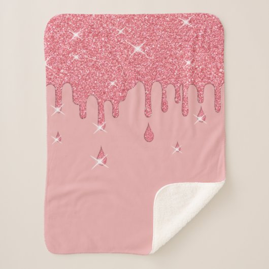 ドリップピンクグリッターエフェクト&スパークル シェルパブランケット (正面)