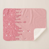 ドリップピンクグリッターエフェクト&スパークル シェルパブランケット (正面(横))
