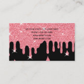ドリップピンクグリッタースパークルメイクアップアーティストヘアサロン 名刺 (裏面)