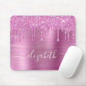 ドリップピンクグリッターモノグラムマウスパッド マウスパッド (マウス)