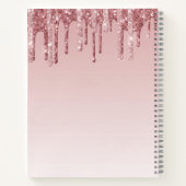 ドリップピンクローズ金ゴールドグリッターリップズモノグラムガール ノートブック (裏面)