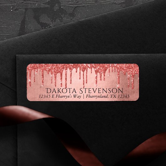 ドリップピーチグリッター | テラコッタコーラルアドレス ラベル