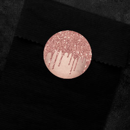 ドリップピーチグリッター |テラコッタコーラルオレンジ ラウンドシール