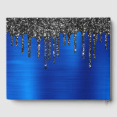 ドリップブラックグリッター王室のブルーグラムスウィート16 ゲストブック (裏面)