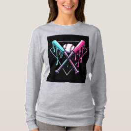 ドリップベースボールこうもり魔法 – ネオンスプラッシュホームプレート Tシャツ