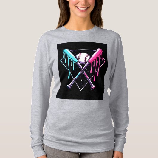 ドリップベースボールこうもり魔法 – ネオンスプラッシュホームプレート Tシャツ (正面)