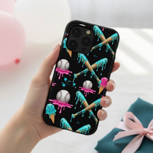 ドリップベースボールアイスクリームデザイン溶ける野球 iPhoneケース
