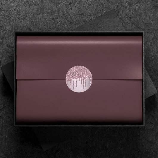 ドリップマウーブグリッター |ほこりっぽいピンクメルトきらめく ラウンドシール