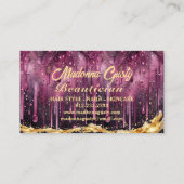 ドリップマゼンタ金ゴールドモノグラム美しい美容師 名刺 (裏面)