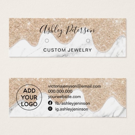 ドリップマーブル金ゴールドグリッタースタッドのイヤリング表示 (正面&裏面)