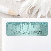 ドリップミントグリッター | アクアティール（緑がかった色）スパークルアドレス ラベル (インサイチュ)