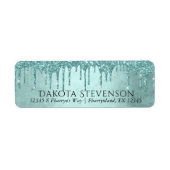 ドリップミントグリッター | アクアティール（緑がかった色）スパークルアドレス ラベル (正面)