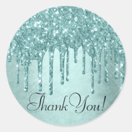ドリップミントグリッター |アクアティール（緑がかった色）注ぎありがとう ラウンドシール